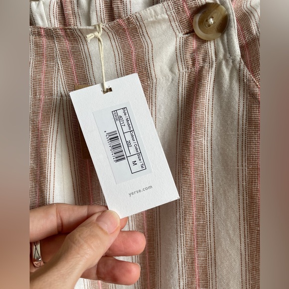 NWT Yerse linen striped wide leg pants high waisted size M trousers - Picture 7 of 16